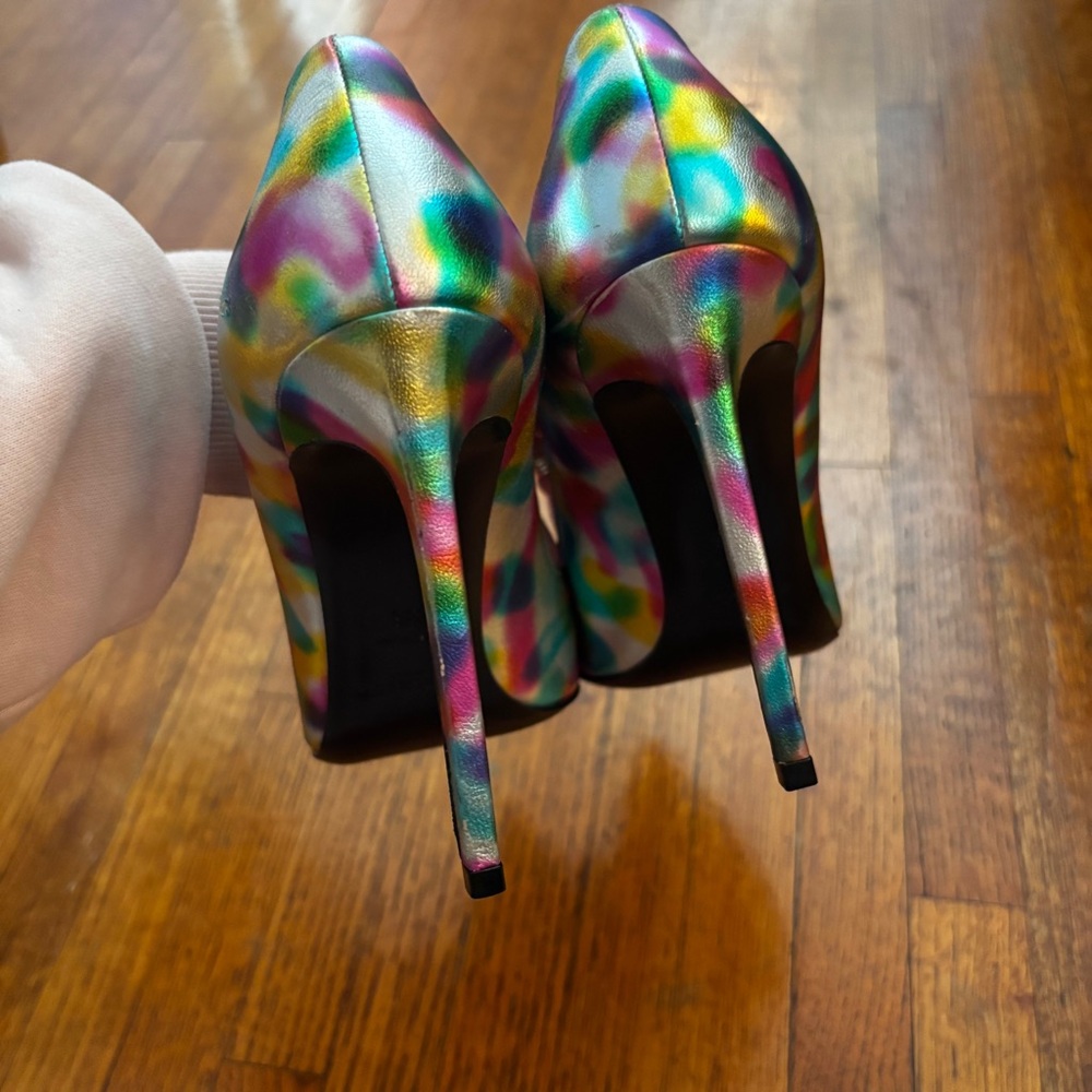 Saint Laurent Multicolor Iridescent Pointed Toe Pumps - Picture 4 of 11